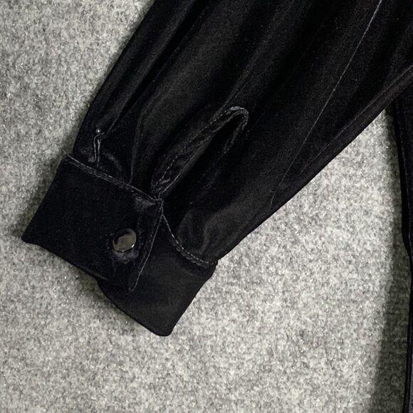 Amanda Smith II Button Front Shirt Shacket Black Velvet Women 2X Beaded Edging - Picture 9 of 13